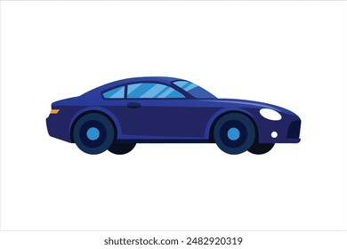 Stunning dark blue glossy car illustration in vector art, featuring a sleek and elegant design.