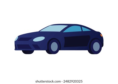 Stunning dark blue glossy car illustration in vector art, featuring a sleek and elegant design.