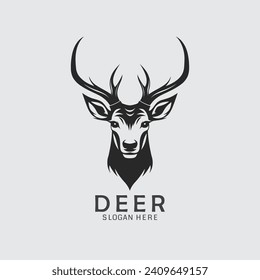 stunning deer logo head vector in black and white. Perfect for clipart, silhouette, and illustration projects. DOWNLOAD NOW!