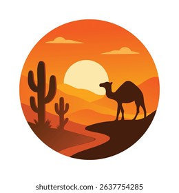 Stunning Desert Sunset with Camel Victor