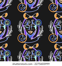 Stunning Designs Seamless Hand-Drawn Vector Illustrations Bundle. Minimalistic Abstract Faces, Hands, and Shapes in Contemporary Silhouette Style.