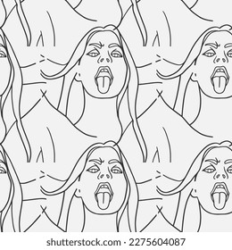 Stunning Designs Seamless Hand-Drawn Vector Illustrations Bundle. Minimalistic Abstract Faces, Hands, and Shapes in Contemporary Silhouette Style.