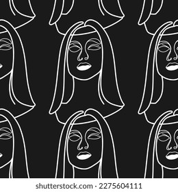 Stunning Designs Seamless Hand-Drawn Vector Illustrations Bundle. Minimalistic Abstract Faces, Hands, and Shapes in Contemporary Silhouette Style.