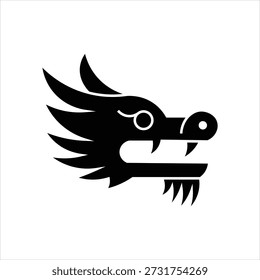 Stunning dragon head logo with sharp teeth and wings on white background