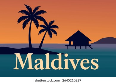 Die atemberaubende Skyline der Malediven über dem Meer und die luxuriösen Villen am Wasser bieten eine perfekte tropische Flucht, mit ruhigen Sonnenuntergängen und klarem Wasser