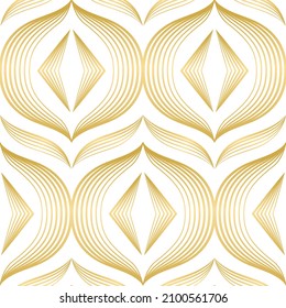 Stunning elegant gold art deco vector seamless pattern design. Great for spring summer, fabric, textile, background, wallpaper, scrap booking, gift wrap, accessories, and clothing.