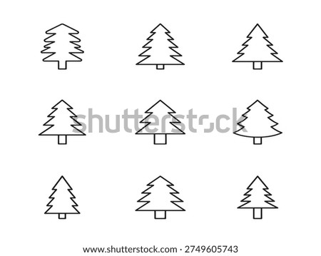Stunning evergreen forest pine tree elegant outline collection