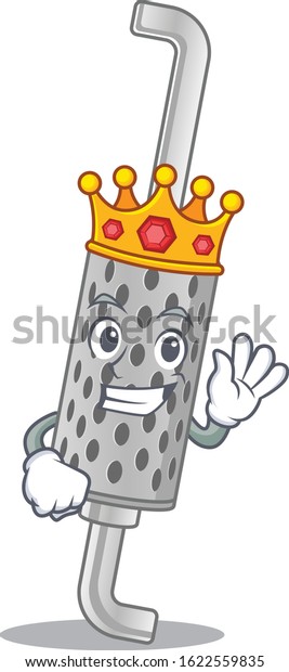 A stunning of exhaust pipe stylized of King on\
cartoon mascot style