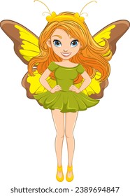 A stunning female character with flowing hair and fairy-like wings