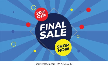 Stunning final sale banner with a flash offer on a vibrant blue background design, perfect for eye-catching promotions.