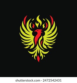 Stunning fire phoenix silhouette logo, perfect for bold branding and creative projects. Features dynamic lines and fiery elegance, symbolizing rebirth and strength. Ideal for a standout brand identity