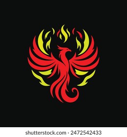 Stunning fire phoenix silhouette logo, perfect for bold branding and creative projects. Features dynamic lines and fiery elegance, symbolizing rebirth and strength. Ideal for a standout brand identity