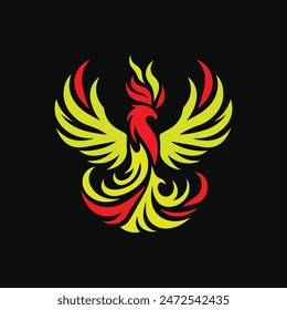 Stunning fire phoenix silhouette logo, perfect for bold branding and creative projects. Features dynamic lines and fiery elegance, symbolizing rebirth and strength. Ideal for a standout brand identity