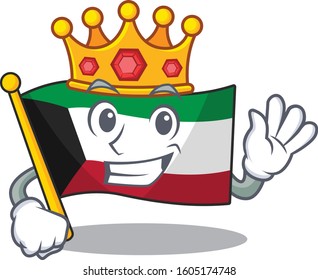 A stunning of flag kuwait stylized of King on cartoon mascot style