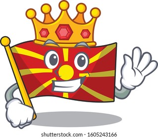 A stunning of flag macedonia stylized of King on cartoon mascot style