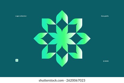 Impresionante logo floral diseñado en estilo árabe que enfatiza la elegancia, la riqueza, la armonía y la belleza con sus suaves curvas y motivos simétricos. Logotipo adecuado para cosméticos, belleza, moda, etc.