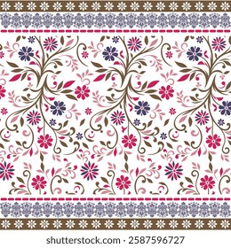 stunning floral pattern with detailed indian painting style for fashion and print on demand
