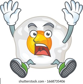 A stunning fried egg cartoon character with happy face