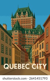 The stunning Château Frontenac towers over the cobblestone streets of Old Quebec. 