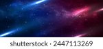 Stunning galaxy and nebula in space. Panorama view universe space shot of milky way galaxy with stars on a night sky background. Universe filled with stars, nebula and galaxy. Science Vector EPS10.