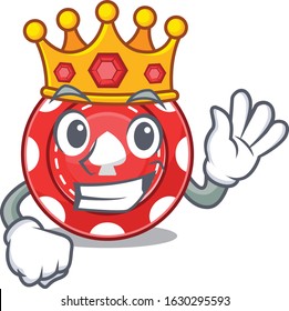 A stunning gambling chip stylized of King on cartoon mascot style