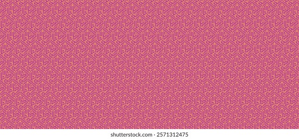 Stunning geometric pattern featuring a captivating interplay of gold lines on a rich magenta background.