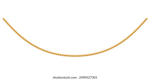 Stunning Gold Chain Isolated On White Background, Drawing Style Jewelry Vector Illustration.	