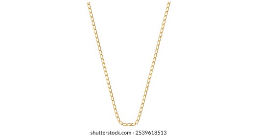 Stunning Gold Chain Isolated On White Background, Gold Jewelry Vector Illustration.	