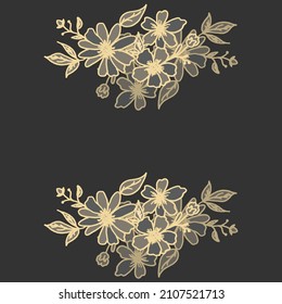 Stunning gold flower illustration set against a dark backdrop, creating a mesmerizing visual impact. Perfect for elegant designs, floral-themed artwork, or sophisticated presentations.