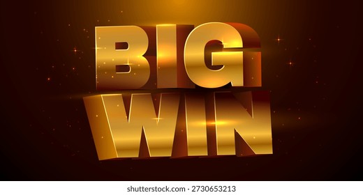 Atemberaubende goldene 3D-Text BIG WIN auf einem dunklen, funkelnden Hintergrund, die Schaffung eines luxuriösen und feierlichen Gefühl. Vektorgrafik.