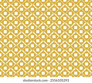 A stunning golden geometric pattern on a white background. This intricate design features a repeating motif of interconnected shapes, creating a luxurious and elegant look. 