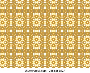 A stunning golden geometric pattern on a white background. This pattern design features a repeating motif creating a luxurious and elegant look. Perfect for adding a touch of opulence to any project.