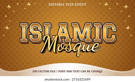 Stunning Golden Islamic Mosque Text Effect Template - Easily Editable Vector EPS File for Religious and Cultural Designs