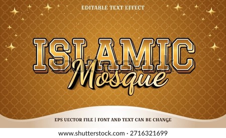 Stunning Golden Islamic Mosque Text Effect Template - Easily Editable Vector EPS File for Religious and Cultural Designs
