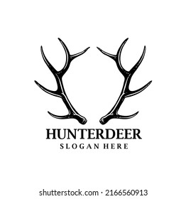 stunning hand drawn deer antler simple vintage logo design