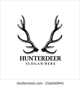 stunning hand drawn deer antler simple vintage logo design