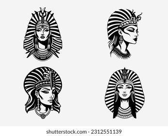 A stunning hand drawn illustration of Cleopatra in a logo design that captures her legendary charm and sophistication. Perfect for entertainment, jewelry, and cultural organizations.