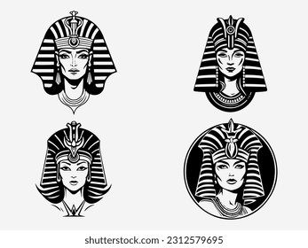 A stunning hand drawn illustration of Cleopatra in a logo design that captures her legendary charm and sophistication. Perfect for entertainment, jewelry, and cultural organizations.