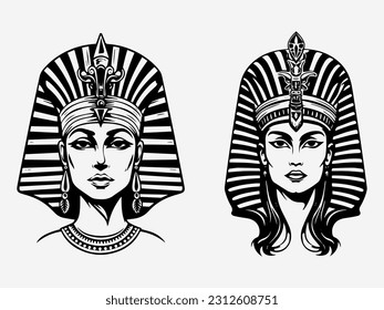 A stunning hand drawn illustration of Cleopatra in a logo design that captures her legendary charm and sophistication. Perfect for entertainment, jewelry, and cultural organizations.