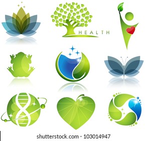 Stunning health-care and ecology symbols. Beautiful harmonic colors.