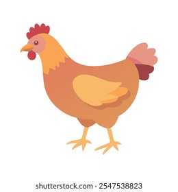 A stunning hen vector art featuring solid colors for a clean and polished look. Realistic yet colorful, this minimalist illustration showcases intricate details, perfect for design projects.