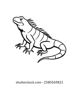 Stunning high-resolution image of an iguana on a white background. Perfect for wildlife, reptile, and exotic pet-related projects. Ideal for use in blogs, advertisements, educational materials,