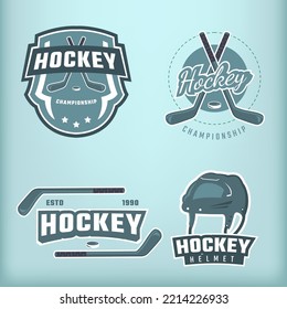 Stunning ice hockey emblem and logo set