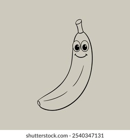 A stunning illustration of a banana in vector outline art style.