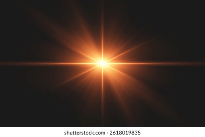 A stunning image of a glowing orange light at the center, radiating vibrant beams against a black background. This warm illumination adds a sense of energy and depth, perfect for creative designs.