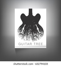 A stunning image of a guitar and tree 