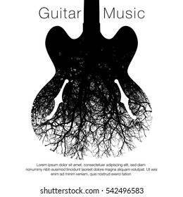 A stunning image of a guitar and tree for print or web 