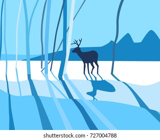 Stunning image of red deer stag in foggy autumn colorful forest landscape image, wild animals