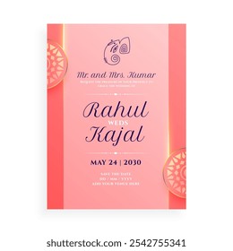 stunning indian wedding invitation card flyer with shiny effect vector