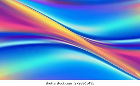 stunning iridescent fluid gradient background vibrant flowing waves The colorful texture features smooth transitions between electric blue pink and golden yellow